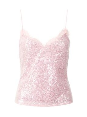 Staud Kezia sequined top cherry blossom sparkly bling cami tank top NWT pink